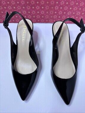 else Black Patent Slingback Heels